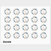 Navy Blue en Blush Pumpkins Verjaardag Bedankt Ronde Sticker (Vel)