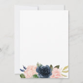 Navy Blue en Blush Roze Bloemen Verjaardag Kaart (Achterkant)