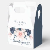 Navy Blue en Blush Roze bloemenbruiloftsgunstbox Bedankdoosjes (Geopend)