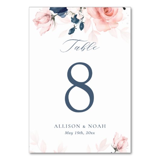 Navy Blue en Blush roze roze zettafelkaart Kaart (Achterkant)