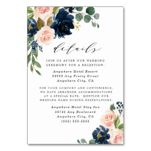 Navy Blue en Blush Roze Trouwbehuizing Kaarten