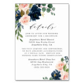 Navy Blue en Blush Roze Trouwbehuizing Kaarten (Voorkant)