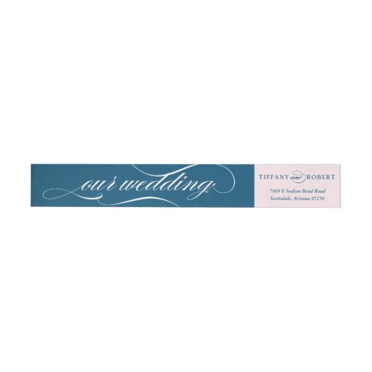 Navy Blue en Blush Script Calligraphy Wedding (Individueel)