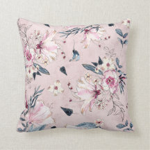Navy Blue en Blush Waterverf Flowers
