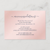 Navy Blue en Blush Wedding Hotel Accommodatie Informatiekaartje (Voorkant)