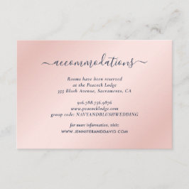 Navy Blue en Blush Wedding Hotel Accommodatie Informatiekaartje