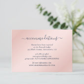 Navy Blue en Blush Wedding Hotel Accommodatie Informatiekaartje (Staand voorkant)