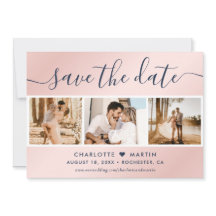 Navy Blue en Blush Wedding Photo Collage