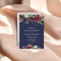 Navy Blue en Bourgogne Flowers Weddenschap