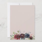 Navy Blue en Bourgogne Flowers Weddenschap Kaart (Achterkant)