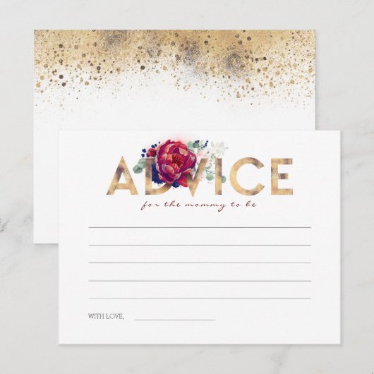 Navy Blue en Bourgondië Baby shower Advies Kaarten (Voorkant / Achterkant)