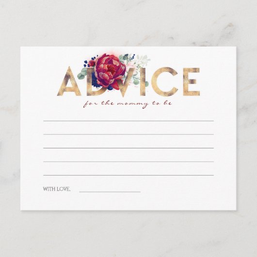 Navy Blue en Bourgondië Baby shower Advies Kaarten (Voorkant)