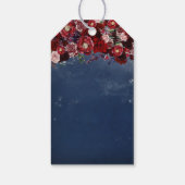 Navy Blue en Bourgondië Floral Moon bruiloft Cadeaulabel (Achterkant)