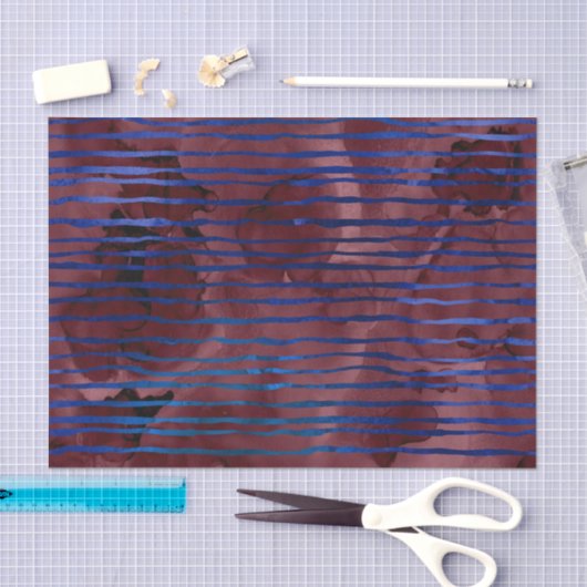 Navy Blue en Bourgondië gestreept patroon Tissuepapier (Craft)