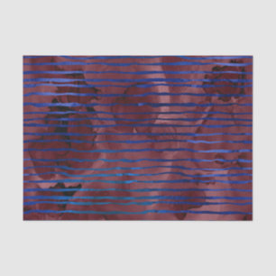 Navy Blue en Bourgondië gestreept patroon Tissuepapier