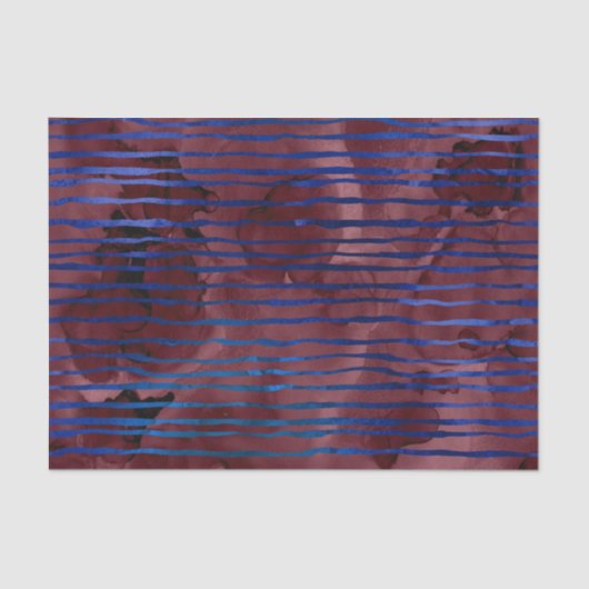 Navy Blue en Bourgondië gestreept patroon Tissuepapier (Voorkant)