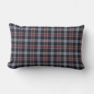 Navy Blue en Bourgondië Plaid Vierkant Kussen