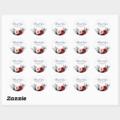 Navy Blue en Bourgondië Red Floral Wine Dank u Ronde Sticker (Vel)