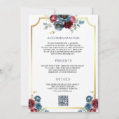 Navy Blue en Bourgondische Bloemen Ampersand Huwel Kaart (Achterkant)