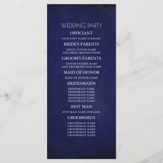 Navy Blue en Bourgondische rode bloemen bruiloft p Programmakaart (Achterkant)