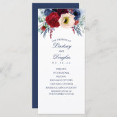 Navy Blue en Bourgondische rode bloemen bruiloft p Programmakaart (Voorkant / Achterkant)