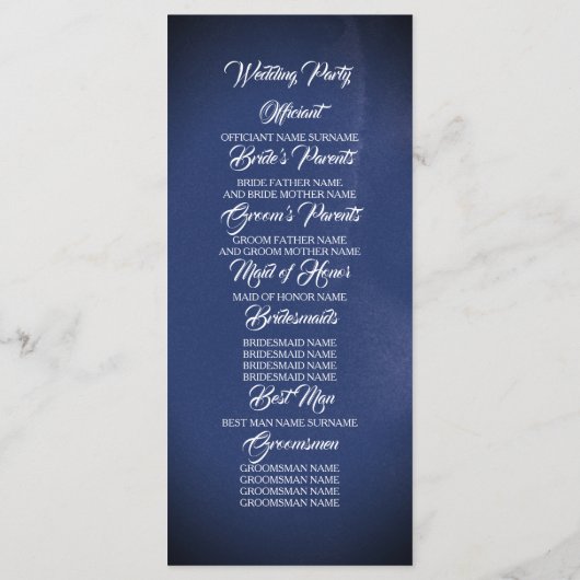 Navy Blue en Bourgondische rode bloemen bruiloft p Programmakaart (Achterkant)