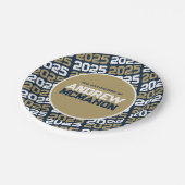 Navy Blue en Bronze Gold gepersonaliseerd Afstuder Papieren Bordje (Gekanteld)