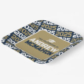 Navy Blue en Bronze Gold gepersonaliseerd Afstuder Papieren Bordje (Gebogen)