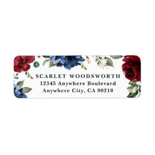 Navy Blue en Burgundy Blush Pink Floral Wedding Etiket