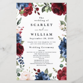 Navy Blue en Burgundy Blush Pink Wedding Programs