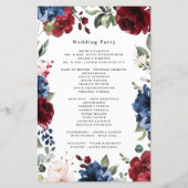 Navy Blue en Burgundy Blush Pink Wedding Programs (Achterkant)