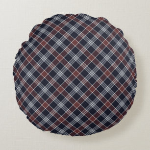 Navy Blue en Burgundy Pset Round Pillow Rond Kussen