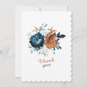 Navy Blue en Burnt Oranje Wedding Kaart (Achterkant)