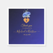Navy Blue en Burnt Oranje Wedding Servet (Voorkant)