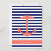 Navy Blue en Coral Anchor Silhouette Kaart (Achterkant)
