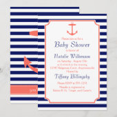 Navy Blue en Coral Anchor Silhouette Kaart (Voorkant / Achterkant)