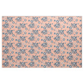 Navy Blue en Coral Floral Pattern Stof (Yard (91,4 cm))
