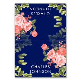 Navy Blue en Coral Flower Wedding | Kaarten plaats