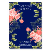 Navy Blue en Coral Flower Wedding | Kaarten plaats (Voorkant)
