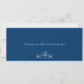 Navy Blue en Coral Mexico - Boarding Pass Wedding Kaart (Achterkant)