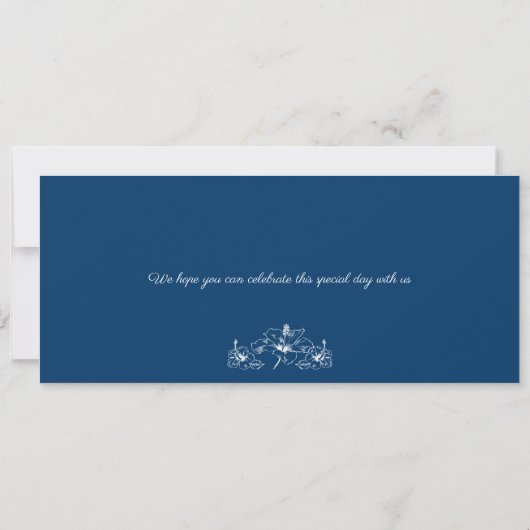 Navy Blue en Coral Mexico - Boarding Pass Wedding Kaart (Achterkant)