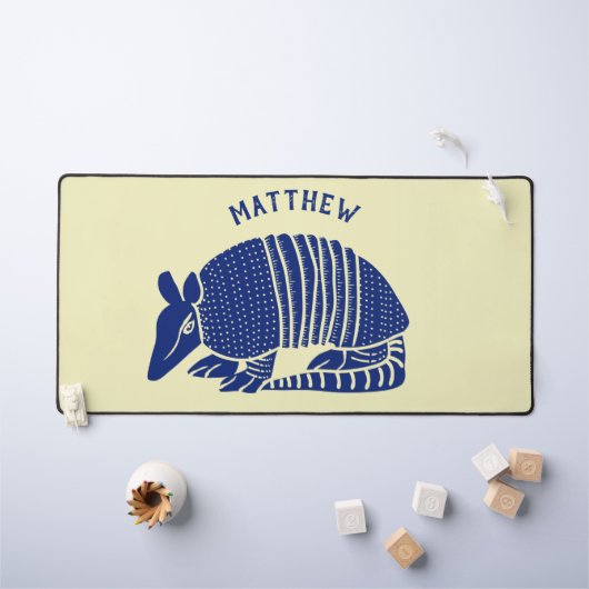 Navy Blue en Cream Armadillo gepersonaliseerd Bureaumat (Kindertafel)