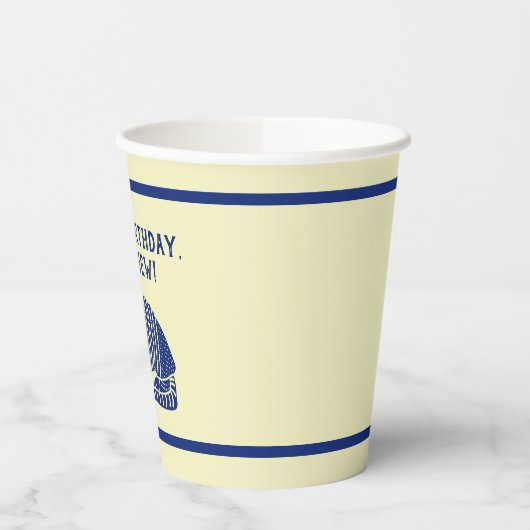 Navy Blue en Cream Armadillo gepersonaliseerde par Papieren Bekers (Links)