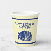 Navy Blue en Cream Armadillo gepersonaliseerde par Papieren Bekers (Voorkant)