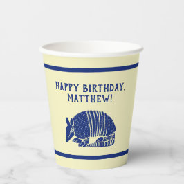 Navy Blue en Cream Armadillo gepersonaliseerde par Papieren Bekers