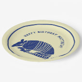 Navy Blue en Cream Armadillo gepersonaliseerde par Papieren Bordje (Gekanteld)