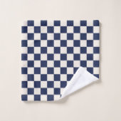 Navy Blue en Cream geruit patroon Bad Handdoek (Wasdoekje)