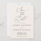 Navy Blue en Cream Minimalist Save the Date Kaart (Voorkant)