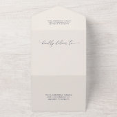 Navy Blue en Cream Minimalist Wedding All In One Uitnodiging (Buitenkant)