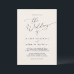 Navy Blue en Cream Minimalist Wedding Invitation Kaart<br><div class="desc">Mooie marineblauw met een roomachtergrond-minimalistische trouwuitnodiging. Volledig aanpasbaar met namen,  datums,  locatie en kleuren die overeenkomen met uw trouwthema.</div>